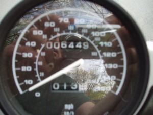 Odometer showing 6449 miles
